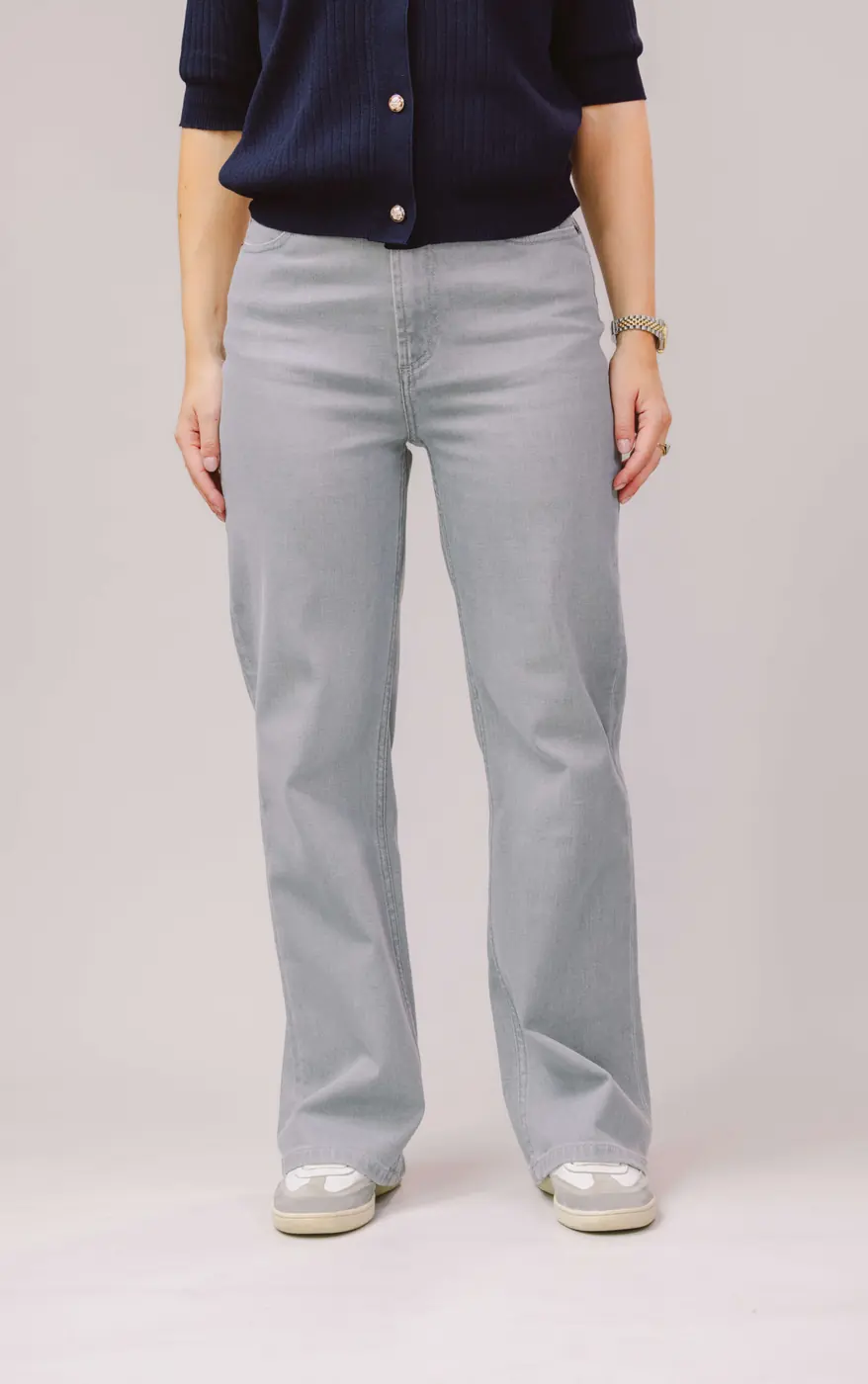 Petite Retro Flared Jeans – Light Grey — detailfoto 6