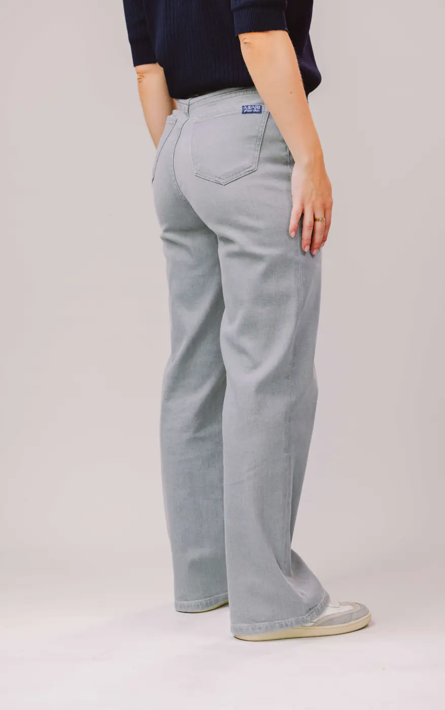 Petite Retro Flared Jeans – Light Grey — detailfoto 7