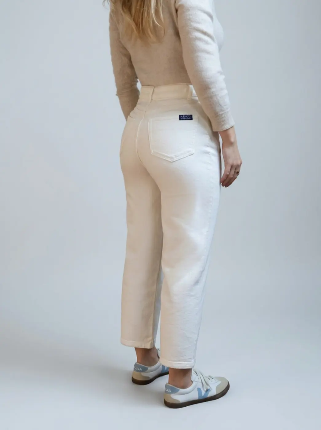 Petite Straight Ankle Jeans – Off-white (Cloud Dancer) — detailfoto 6