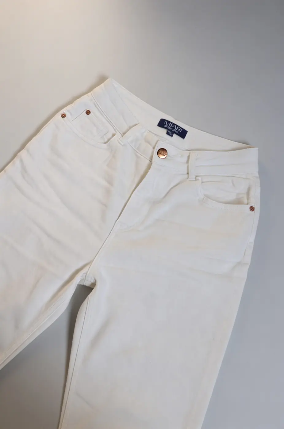 Petite Straight Ankle Jeans – Off-white (Cloud Dancer) — detailfoto 8