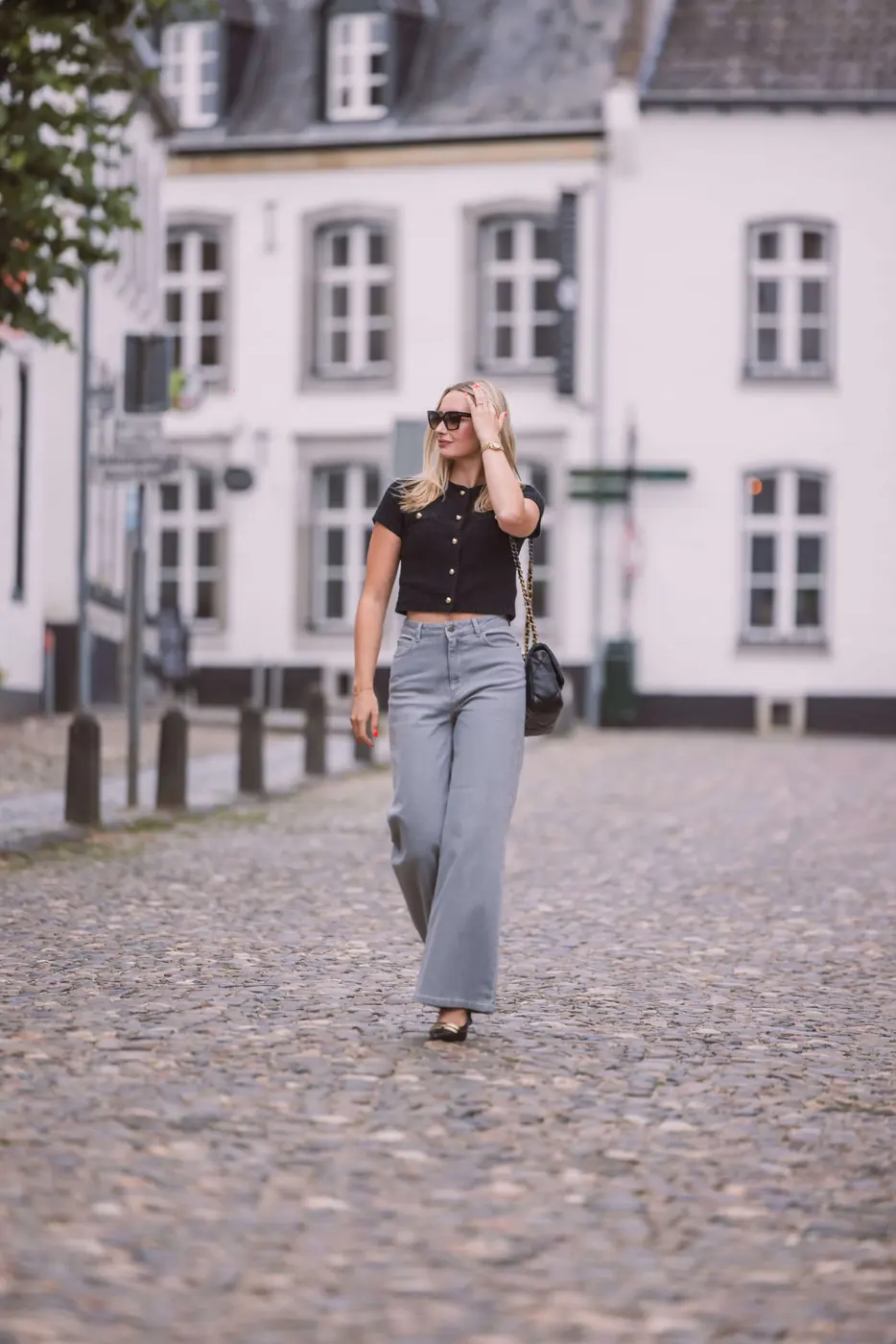 Petite Wide Leg Jeans – Light Grey — detailfoto 7